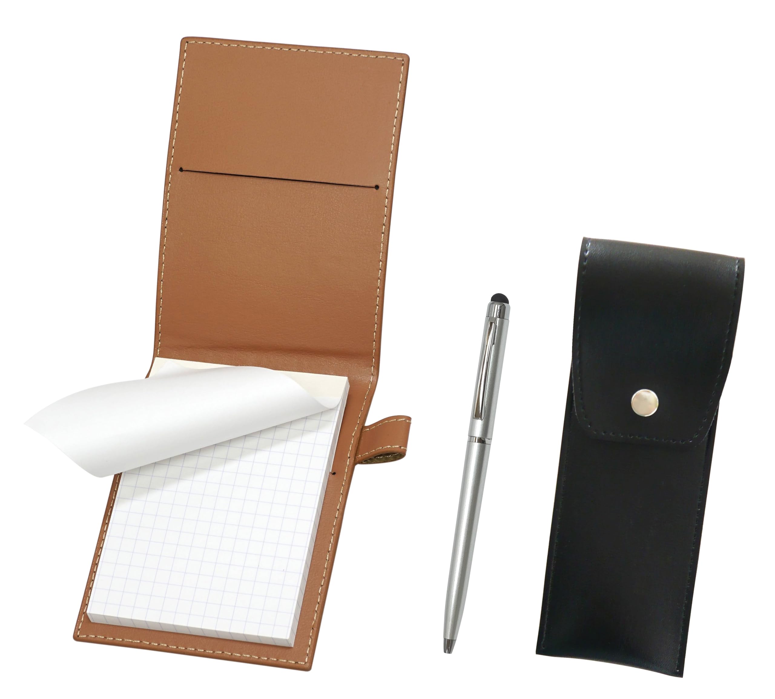 Recycled cowhide mini notebook cover Mocha with round button pen case black Smartphone touch slim rotary ballpoint pen set LS022PM-BRSB-TP02 срібний
Recycled cowhide mini notebook cover Mocha with round button pen case black Smartphone touch slim rotary ballpoint pen set LS022PM-BRSB-TP02 срібний