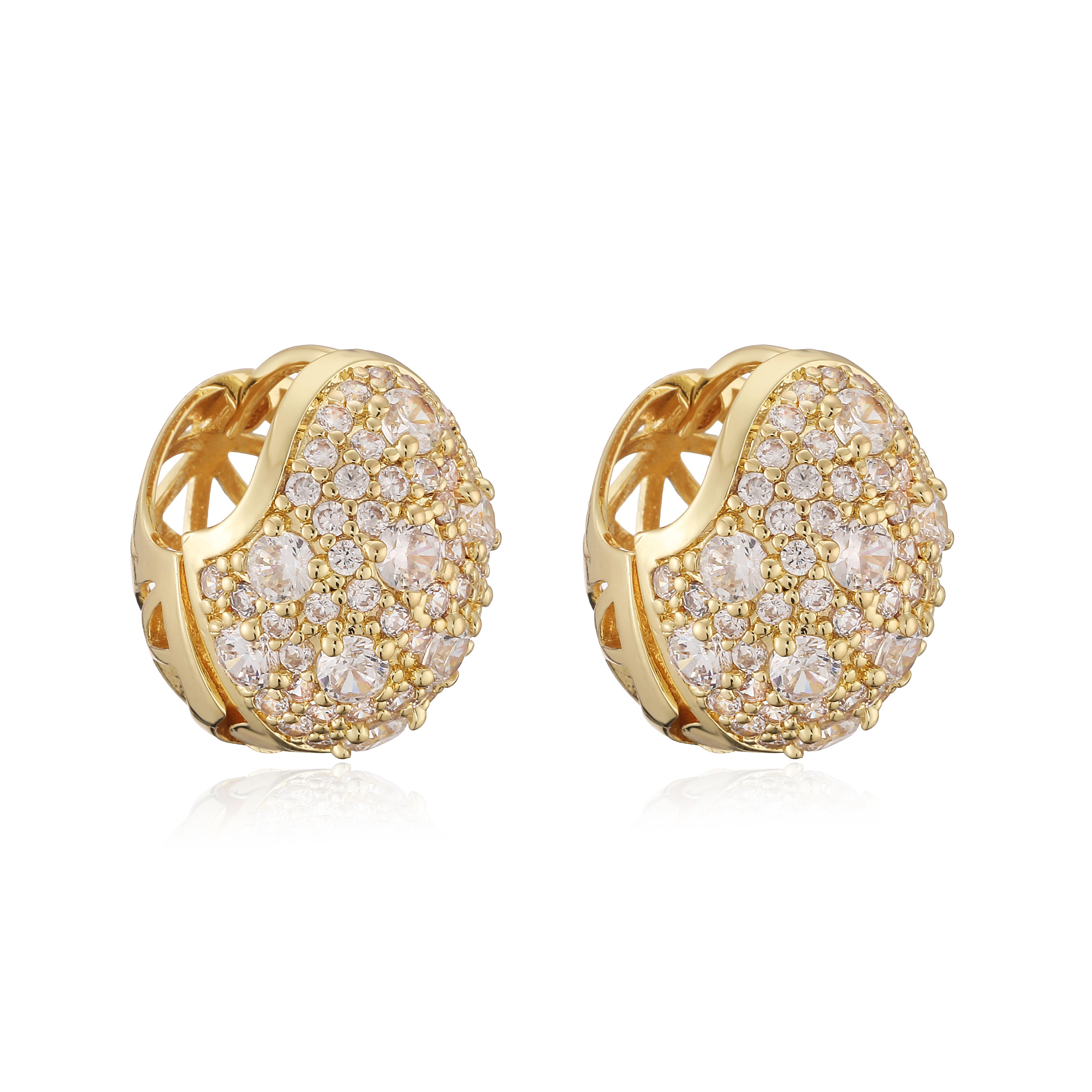 18K Gold-Plated Circular Openwork Sparkling Zirconia Hoop Earrings Exquisite Luxury Accessories Copper Metal Jewellery 1 Pair Other
18K Gold-Plated Circular Openwork Sparkling Zirconia Hoop Earrings Exquisite Luxury Accessories Copper Metal Jewellery 1 Pair Other