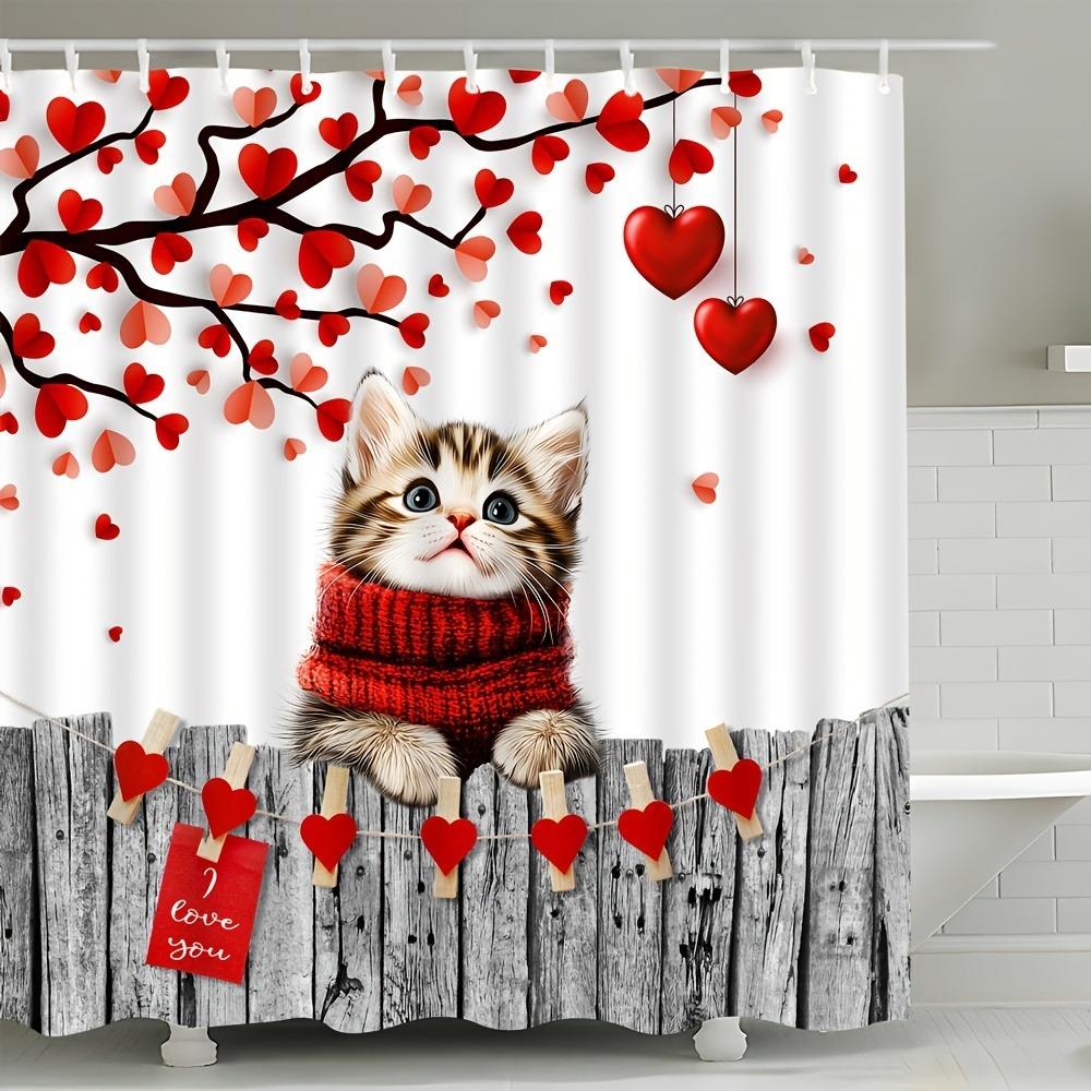 Charming Valentine S Day Cat Shower Curtain Washable Dirt-Resistant Shower Head Waterproof Polyester Bath Curtain For Home Decor W60H190(CM)-1 Pcs
Charming Valentine S Day Cat Shower Curtain Washable Dirt-Resistant Shower Head Waterproof Polyester Bath Curtain For Home Decor W60H190(CM)-1 Pcs