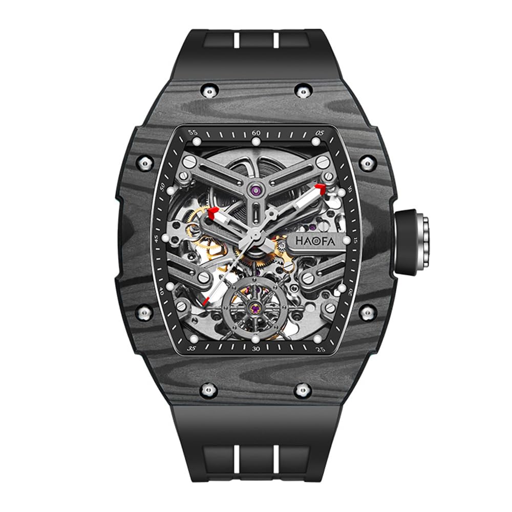 HAOFA Automatic Skeleton Carbon Fiber Power 80 Titanium Watch Men s Watch, Watch, Case, Reserve, Hours, Mechanical, Luminous, Barrel-Shaped, чорний
HAOFA Automatic Skeleton Carbon Fiber Power 80 Titanium Watch Men s Watch, Watch, Case, Reserve, Hours, Mechanical, Luminous, Barrel-Shaped, чорний