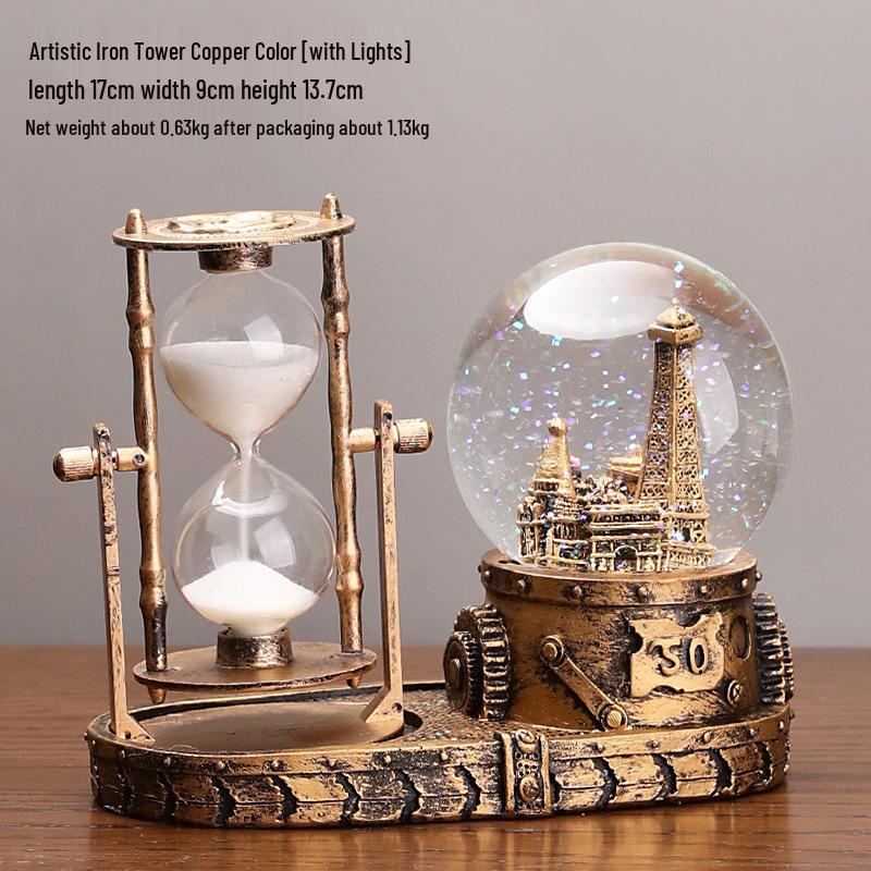Luminous Iron Tower Crystal Ball Hourglass Timer: Student Birthday Resin Desktop Ornament
Luminous Iron Tower Crystal Ball Hourglass Timer: Student Birthday Resin Desktop Ornament