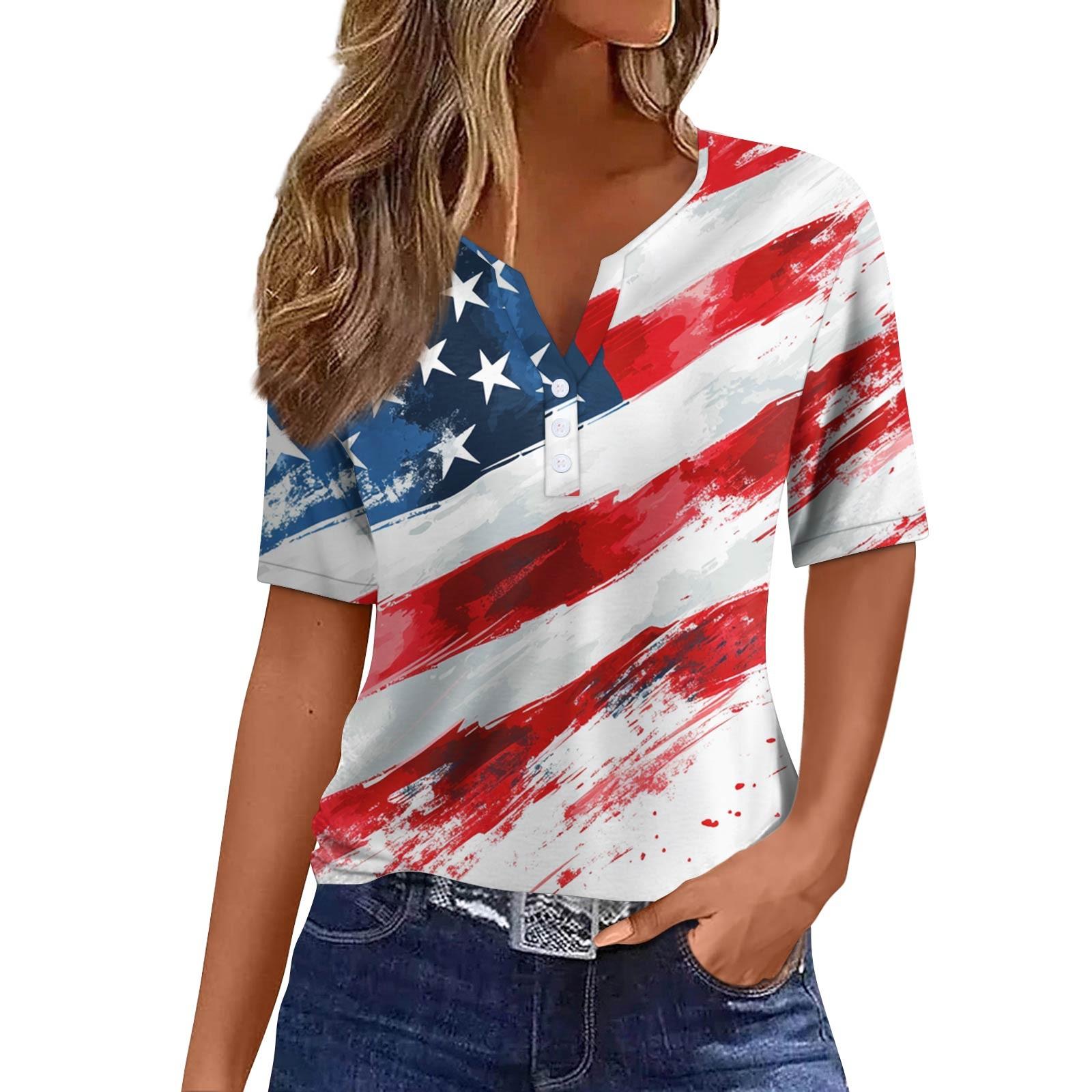 Women s Fashion Casual Independence Day Printed V-Neck Short Sleeve Button Top XL
Women s Fashion Casual Independence Day Printed V-Neck Short Sleeve Button Top XL