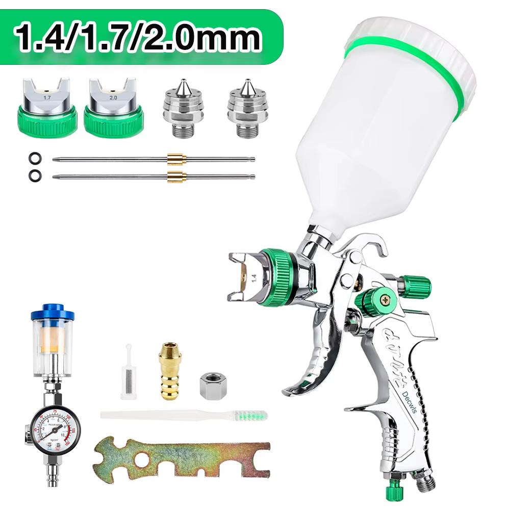 Professional HVLP Spray Gun 1.4/1.7/2.0/2.5mm Steel Nozzle Gravity Spray Gun DIY Spray Paint Kit Home Car Paint Spray Gun Tools
Professional HVLP Spray Gun 1.4/1.7/2.0/2.5mm Steel Nozzle Gravity Spray Gun DIY Spray Paint Kit Home Car Paint Spray Gun Tools