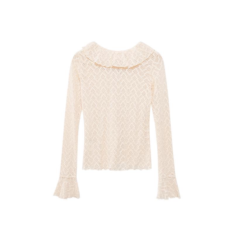 2024 Winter French Style Lace Shirt with Ruffled Hollow Trumpet Sleeves for Women
2024 Winter French Style Lace Shirt with Ruffled Hollow Trumpet Sleeves for Women