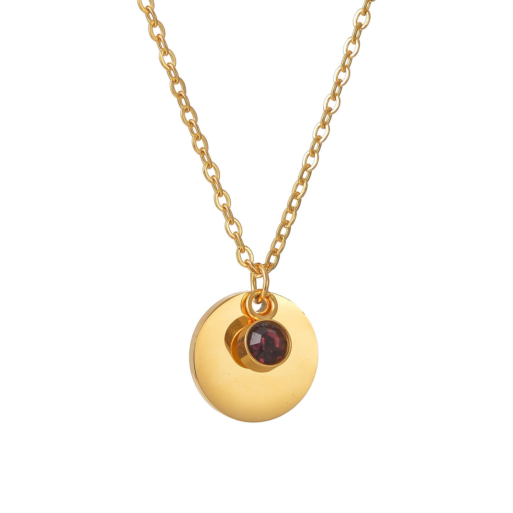 Stainless Steel Polished Round Pendant Necklace with Engraved Birthstone for Women Stainless Steel
Stainless Steel Polished Round Pendant Necklace with Engraved Birthstone for Women Stainless Steel