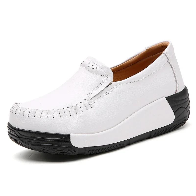 Spring Version Height-Increasing Wedges Casual Shoes Ladies Cushioning Loafers Genuine Leather Platform Shoes Women Thick-Soled 35 білий
Spring Version Height-Increasing Wedges Casual Shoes Ladies Cushioning Loafers Genuine Leather Platform Shoes Women Thick-Soled 35 білий
