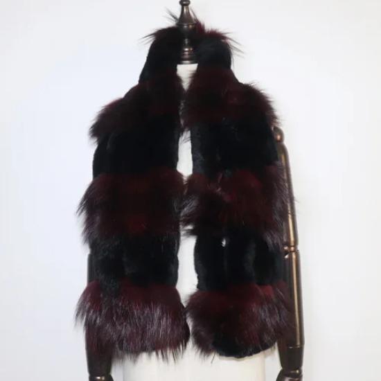 Новый зимний вязаный шарф из кроличьего меха рекс с мехом чернобурки, женский модный теплый толстый зимний меховой шарф, грелка для шеи, femme Length 128cm
Новый зимний вязаный шарф из кроличьего меха рекс с мехом чернобурки, женский модный теплый толстый зимний меховой шарф, грелка для шеи, femme Length 128cm