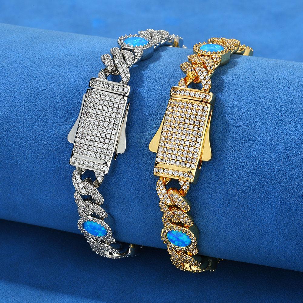 Hip hop jewelry 8mm wide blue opal Cuban chain brass sparkling spring buckle Cuban chain, suitable for both men and women 7 inch(17.78cm)
Hip hop jewelry 8mm wide blue opal Cuban chain brass sparkling spring buckle Cuban chain, suitable for both men and women 7 inch(17.78cm)