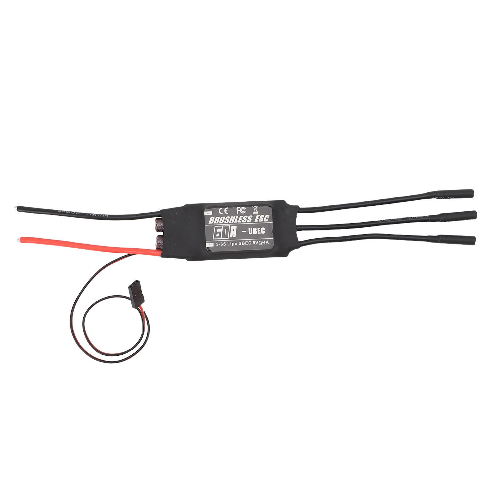 60A Brushless ESC for 3 to 6S LiPo Battery RC Brushless Motor Electric Speed Controller for DIY RC
60A Brushless ESC for 3 to 6S LiPo Battery RC Brushless Motor Electric Speed Controller for DIY RC