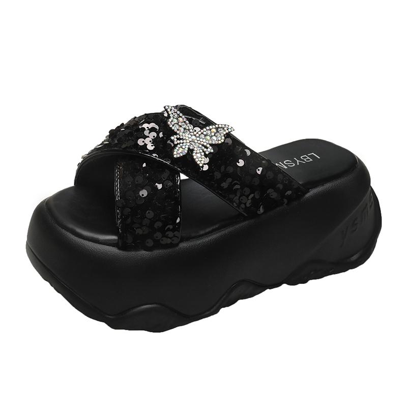 Fashion 8CM Women s Chunky Slippers Summer High Platform Wedges Blingbling Shoes Woman Beach Flip Flops Thick Bottom Sandalias Mujer 35 чёрный
Fashion 8CM Women s Chunky Slippers Summer High Platform Wedges Blingbling Shoes Woman Beach Flip Flops Thick Bottom Sandalias Mujer 35 чёрный