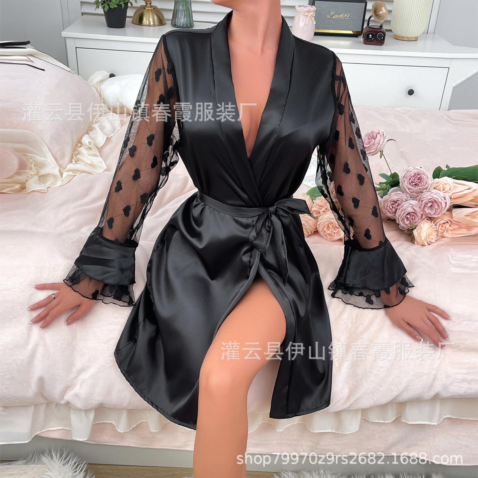 Casual satin sexy pajamas flared sleeves long loungewear nightgown sexy underwear women S чёрный
Casual satin sexy pajamas flared sleeves long loungewear nightgown sexy underwear women S чёрный