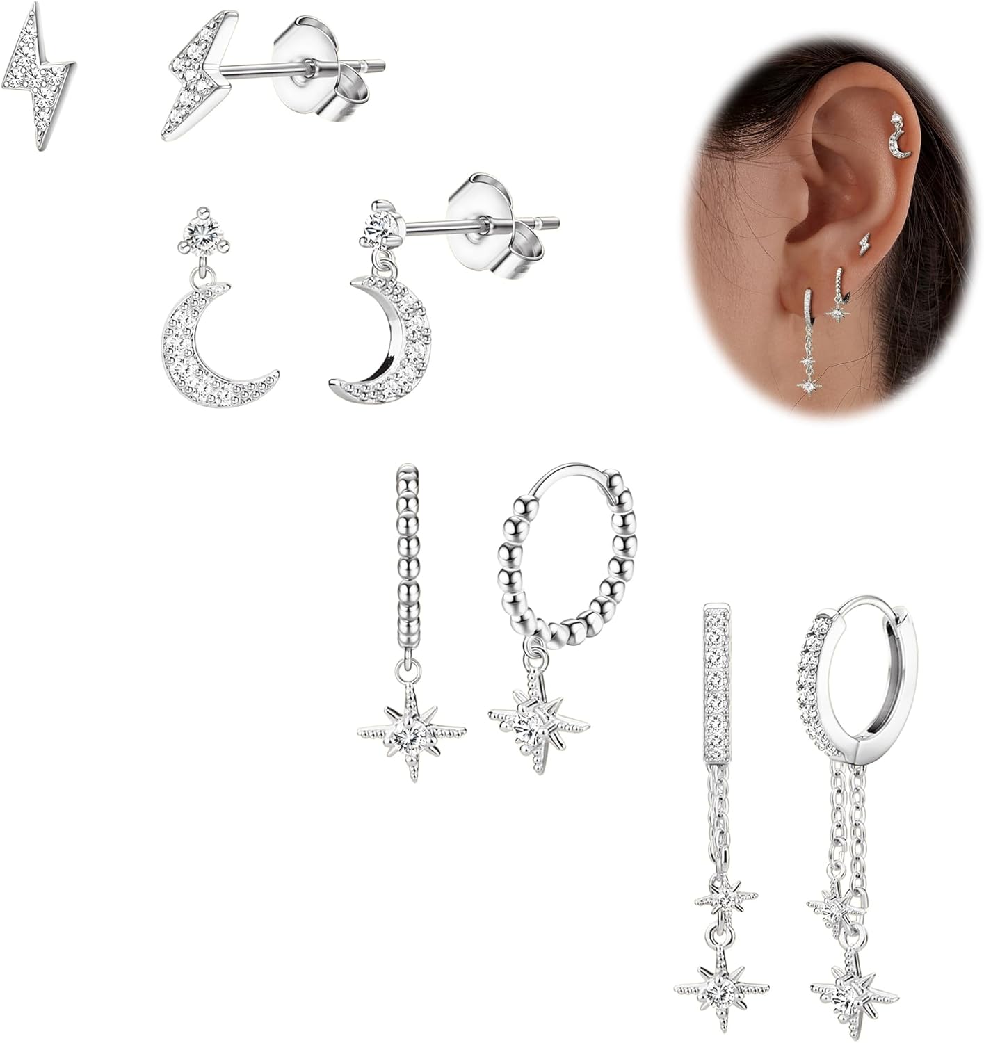 Bobisty 4 Pairs 14K Gold Plated Dangle Earrings for Women CZ Hypoallergenic Hoop Earring Stud Stack Set Dainty Piercing Jewelry
Bobisty 4 Pairs 14K Gold Plated Dangle Earrings for Women CZ Hypoallergenic Hoop Earring Stud Stack Set Dainty Piercing Jewelry