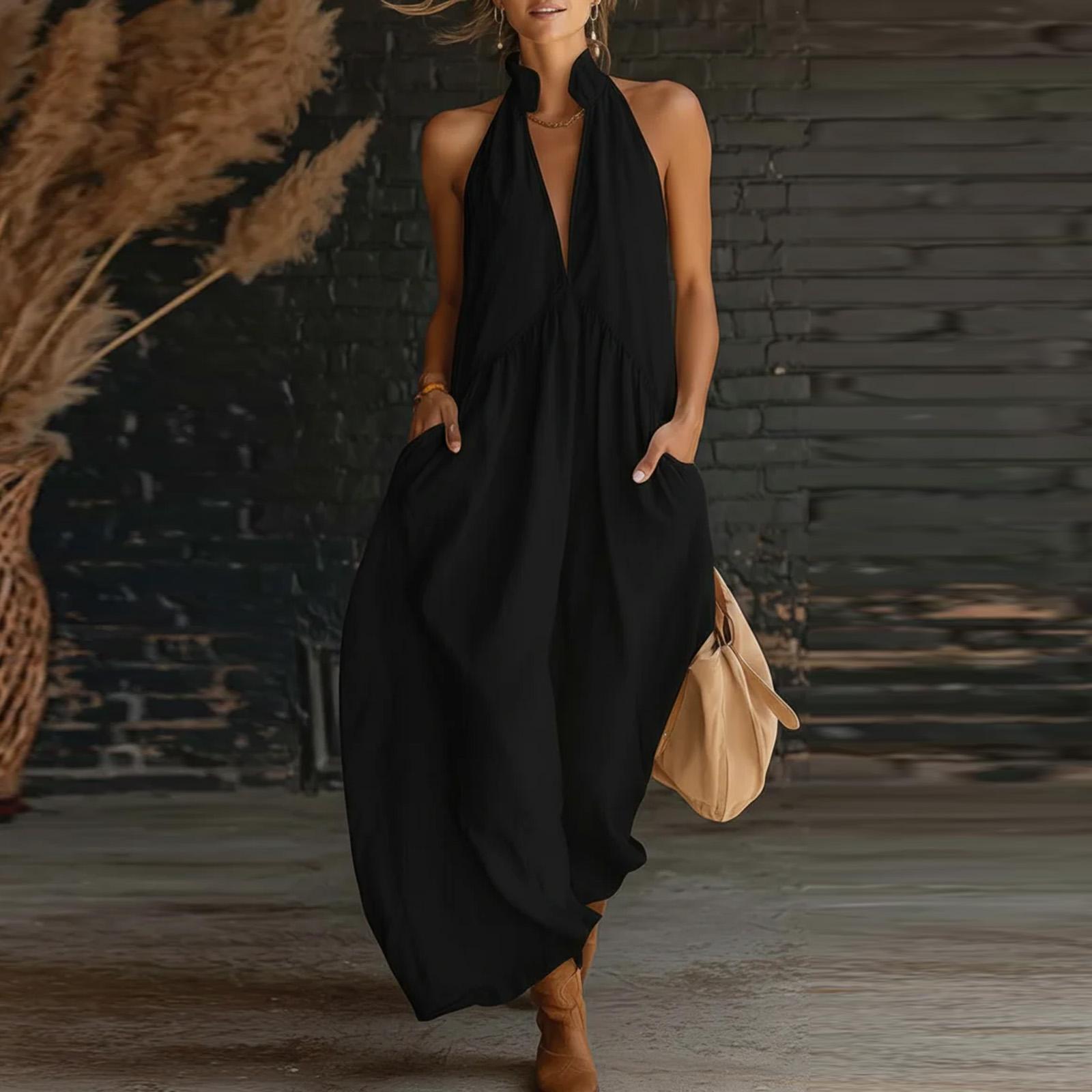 Women’s Neck Maxi Dress Sleeveless Loose Fit Long Dress with Side Pockets Casual Bohemian Style Summer Outfit XXL чорний
Women’s Neck Maxi Dress Sleeveless Loose Fit Long Dress with Side Pockets Casual Bohemian Style Summer Outfit XXL чорний