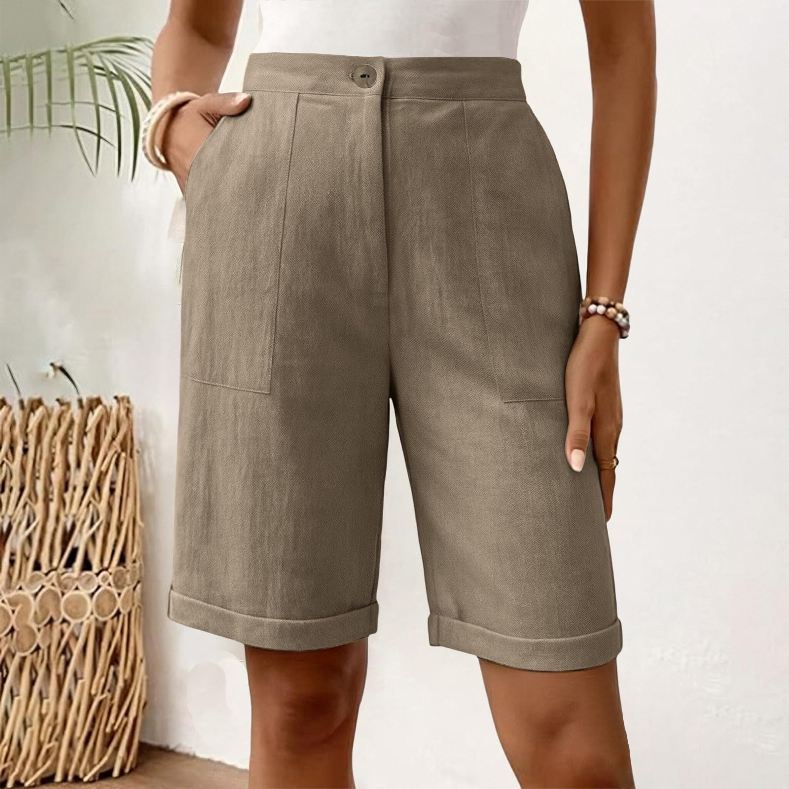 Women’s Linen Relaxed Fit Shorts with Front Button Closure and Rolled Hem for Everyday Casual Wear S хакі
Women’s Linen Relaxed Fit Shorts with Front Button Closure and Rolled Hem for Everyday Casual Wear S хакі