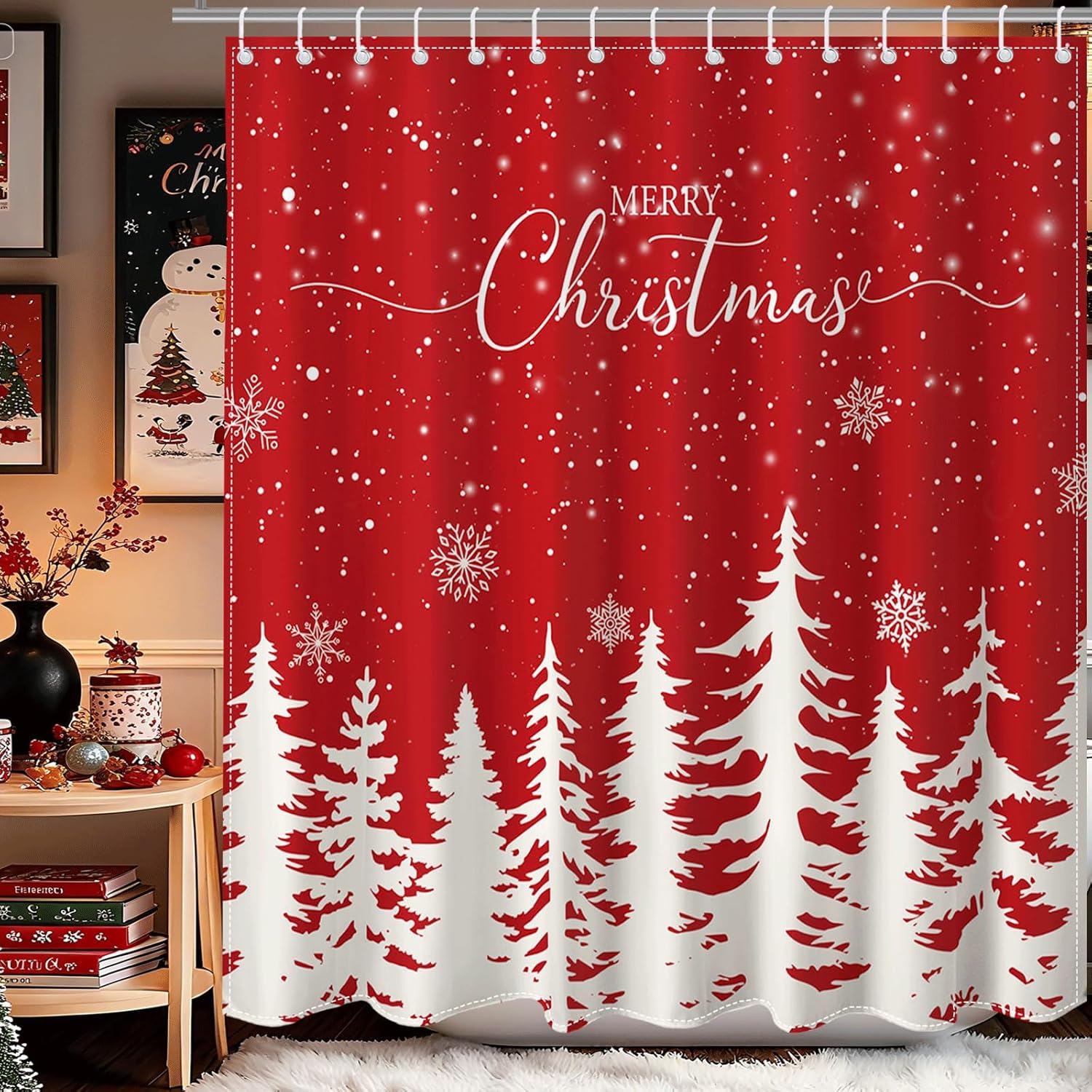 Christmas Shower Curtain Winter Red Snowflake Christmas Tree Shower Curtain For Christmas Bathroom Decor Waterproof Fabric Xmas W60H190(CM)-1 Pcs
Christmas Shower Curtain Winter Red Snowflake Christmas Tree Shower Curtain For Christmas Bathroom Decor Waterproof Fabric Xmas W60H190(CM)-1 Pcs