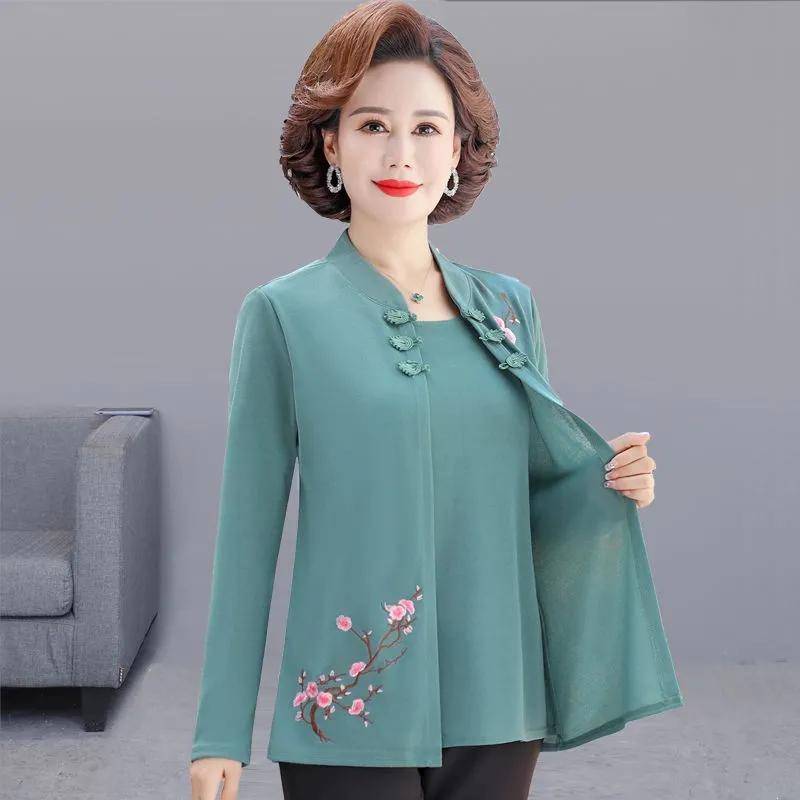Women Autumn Long Sleeve Shirt Middle-aged Mothers Knitting Embroidery Solid Color Knitted Casual Top M синий
Women Autumn Long Sleeve Shirt Middle-aged Mothers Knitting Embroidery Solid Color Knitted Casual Top M синий