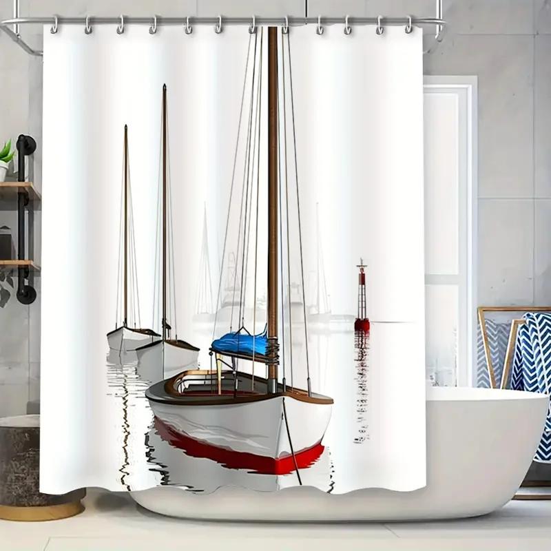 Modern Nautical Shower Curtain Sailboats Print Waterproof Bathroom Decor For Home Improvement Red Blue W60H190(CM)-1 Pcs
Modern Nautical Shower Curtain Sailboats Print Waterproof Bathroom Decor For Home Improvement Red Blue W60H190(CM)-1 Pcs