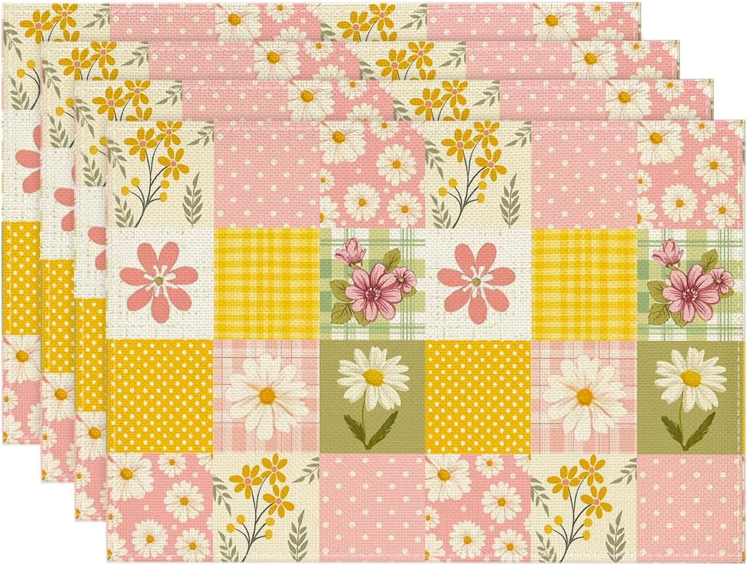 Plaid Polka Dot Flowers Spring Placemats Set of 4, 12x18 Inch Seasonal Summer Holiday Table Mats for Party Kitchen Dining Decoration 4pcs-12x18
Plaid Polka Dot Flowers Spring Placemats Set of 4, 12x18 Inch Seasonal Summer Holiday Table Mats for Party Kitchen Dining Decoration 4pcs-12x18
