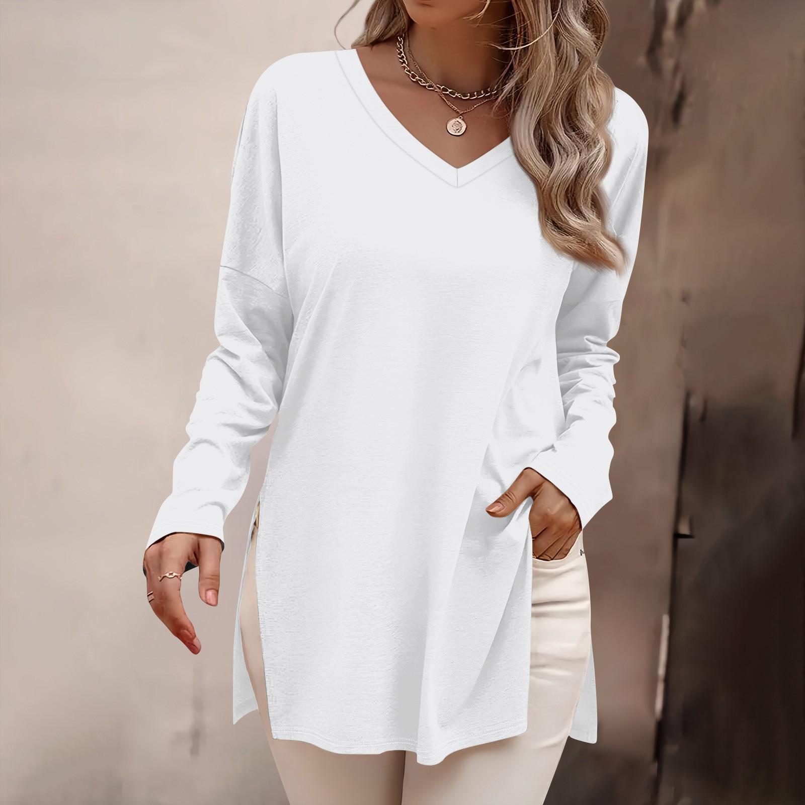 Женская мода рубашки с длинным рукавом свободные облегающие V-образные вырезы базовые топы повседневные наряды XL белый
Женская мода рубашки с длинным рукавом свободные облегающие V-образные вырезы базовые топы повседневные наряды XL белый
