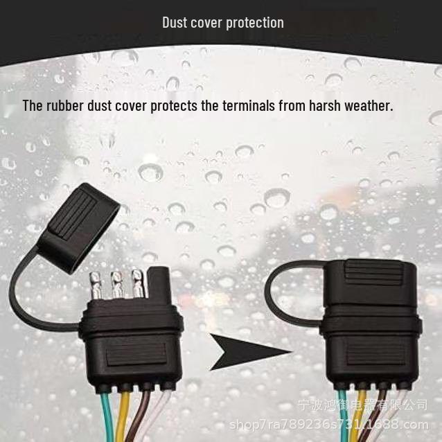 American 4-Core Trailer Wiring Harness with Pure Copper Wire & Dust Cover, 4-Way Flat Plug
American 4-Core Trailer Wiring Harness with Pure Copper Wire & Dust Cover, 4-Way Flat Plug