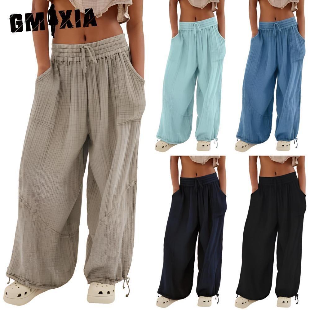 GMXIA 8 Color Women High Elastic Waist Trousers Wide Leg Loose Pants Deep Vest Pleated Ankle Pockets Solid Color Soft Ladies Casual Pants L хакі
GMXIA 8 Color Women High Elastic Waist Trousers Wide Leg Loose Pants Deep Vest Pleated Ankle Pockets Solid Color Soft Ladies Casual Pants L хакі