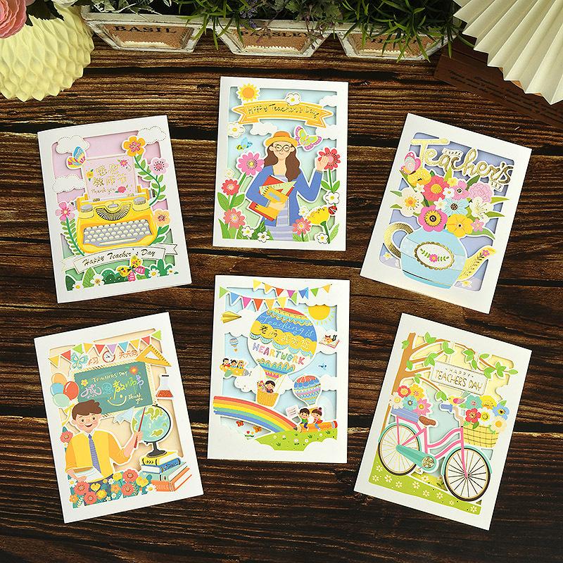 Поздравительная открытка Творческая открытка на день рождения Поздравительная открытка с благословением Поздравительная открытка на День благодарения Подарочная карта на День учителя (Набор из 6 предметов)YNH-TEAH-2401 разноцветный