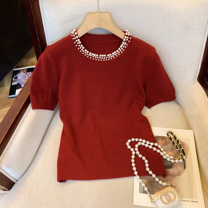 Тяжелая промышленность Вырез Бусины Рукав-пузырь Вязаный Короткий рукав Женственность Облегающий топ one size fits all красный
Тяжелая промышленность Вырез Бусины Рукав-пузырь Вязаный Короткий рукав Женственность Облегающий топ one size fits all красный