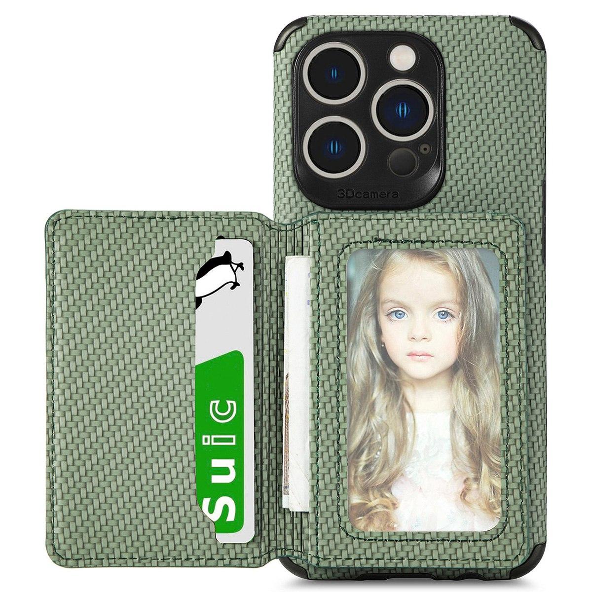For iPhone 14 Pro Max 6.7 inch Carbon Fiber Texture RFID Blocking Wallet Design Phone Case Leather Coated TPU Magnetic Cover with Kickstand Green
For iPhone 14 Pro Max 6.7 inch Carbon Fiber Texture RFID Blocking Wallet Design Phone Case Leather Coated TPU Magnetic Cover with Kickstand Green