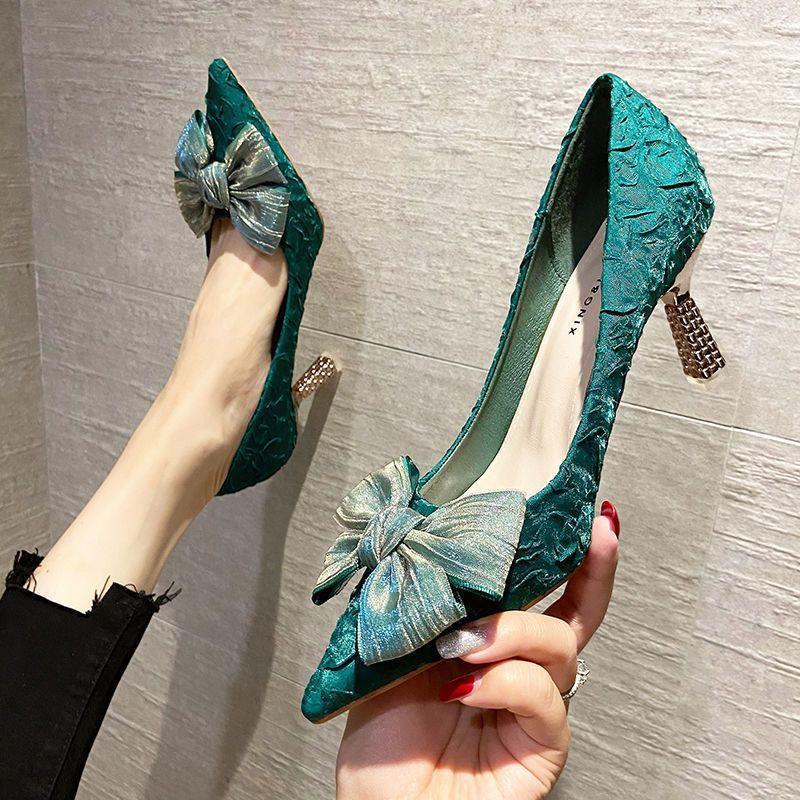 Fashion Women s Shoes Green Pointed Toe High Heels Ladies Pumps with Bow Sexy Quality Lastest Chic and Elegant Dress Korean Style Spring 40
Fashion Women s Shoes Green Pointed Toe High Heels Ladies Pumps with Bow Sexy Quality Lastest Chic and Elegant Dress Korean Style Spring 40
