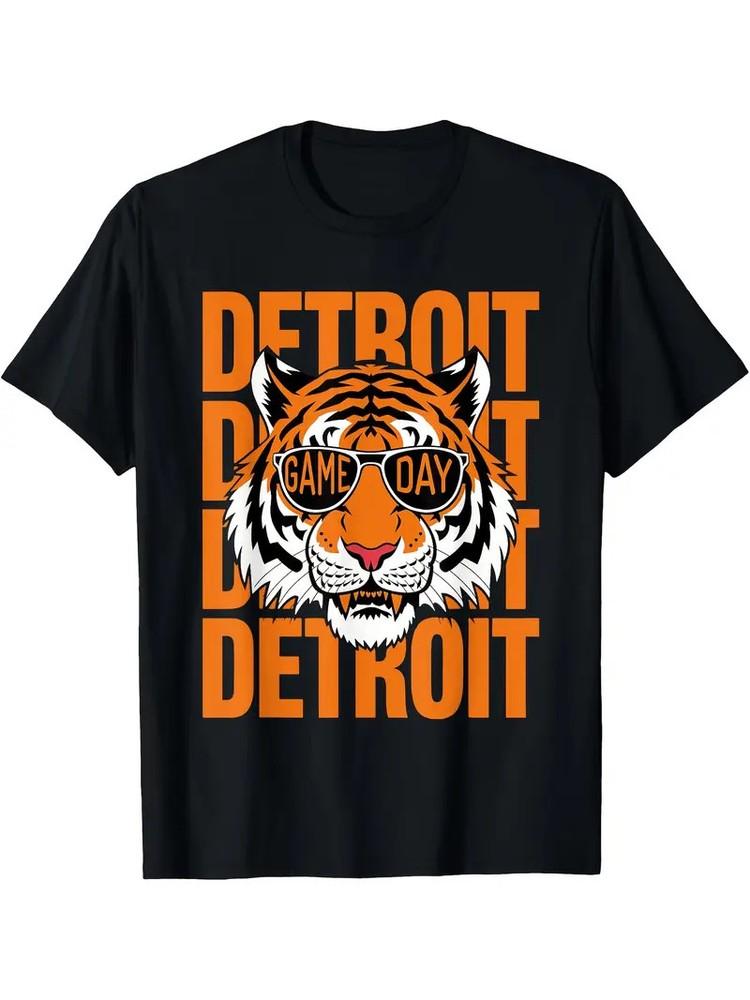 Vintage Detroit Game Day Graphic Cotton T-Shirt - Black with Orange Tiger Design S
Vintage Detroit Game Day Graphic Cotton T-Shirt - Black with Orange Tiger Design S