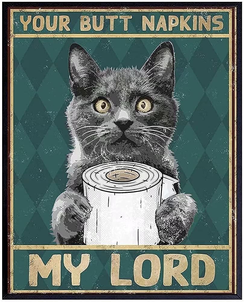 Gentleman Cat Holding A Tissue And Saying Your Butt Napkin My Lord Retro Funny Decor Metal Sign 20x30cm(7.8x11.8inch)
Gentleman Cat Holding A Tissue And Saying Your Butt Napkin My Lord Retro Funny Decor Metal Sign 20x30cm(7.8x11.8inch)