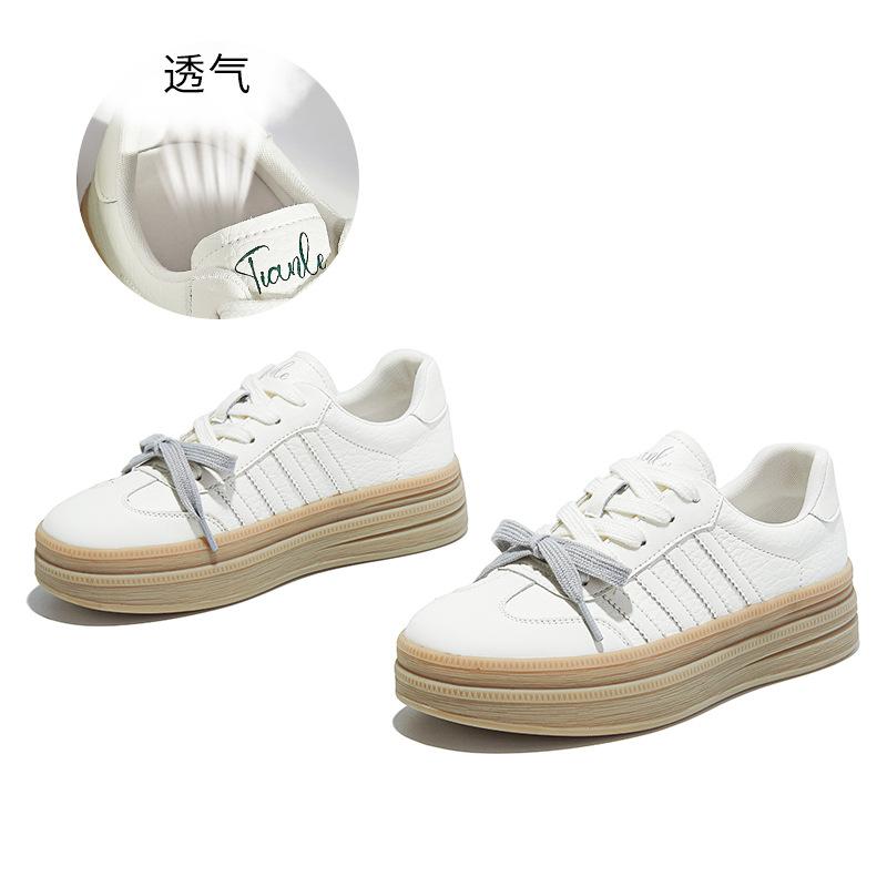 Кожаная спортивная немецкая тренировочная обувь 2025 осень новая пара шнурков обувь Форреста Гампа повседневная универсальная белая обувь модная женская обувь 40 грязно-белый