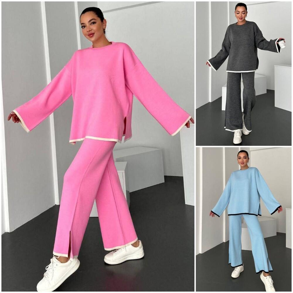 Cross Border New Fashion Suit Long Sleeved Round Neck Contrasting Split Top Casual Pants Two-piece Set S рожевий
Cross Border New Fashion Suit Long Sleeved Round Neck Contrasting Split Top Casual Pants Two-piece Set S рожевий