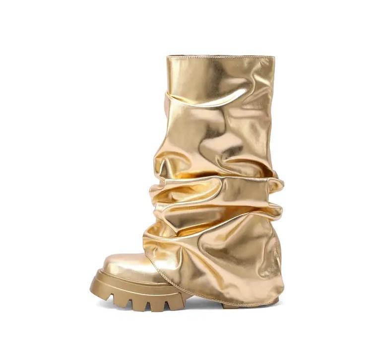 New Luxury Round Toe Chunky Heel Folding Ladies Fashion Street Shoot INS Metallic Nightclub Woman Everyday Use 39
New Luxury Round Toe Chunky Heel Folding Ladies Fashion Street Shoot INS Metallic Nightclub Woman Everyday Use 39