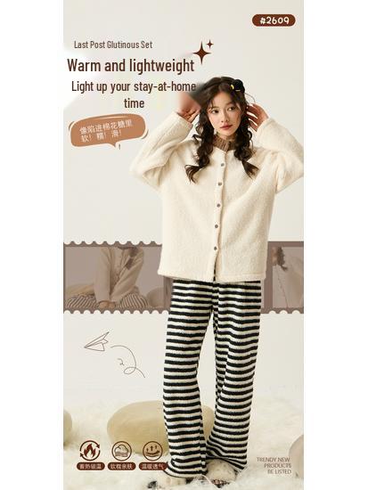 Autumn/Winter Women s Color Block Striped Half-Velvet Pajama Set XL (58-70 kg)
Autumn/Winter Women s Color Block Striped Half-Velvet Pajama Set XL (58-70 kg)