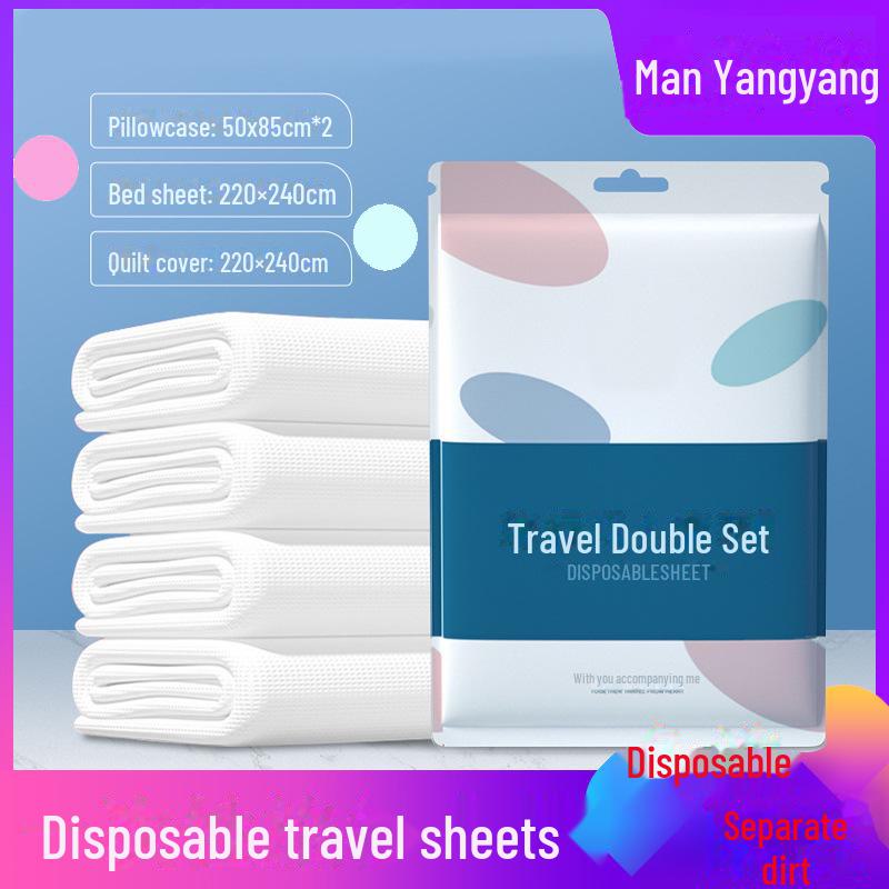 Travel Bedding Set: Disposable Sheets, Quilt Cover, Pillowcase, Bath Towel - 4-Piece Hotel Double Set
Travel Bedding Set: Disposable Sheets, Quilt Cover, Pillowcase, Bath Towel - 4-Piece Hotel Double Set