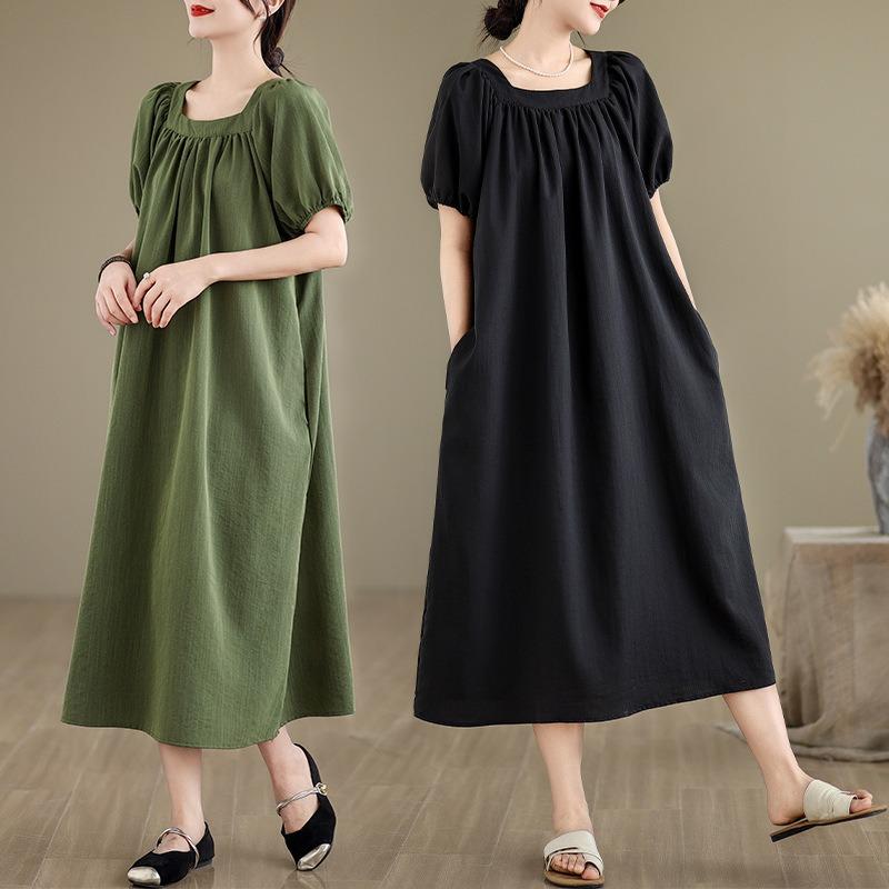 Real Shot Summer New Literary Large Size Loose Square Collar Thin Short Sleeve Medium and Long Knee Dress Women XL армія зелений колір
Real Shot Summer New Literary Large Size Loose Square Collar Thin Short Sleeve Medium and Long Knee Dress Women XL армія зелений колір