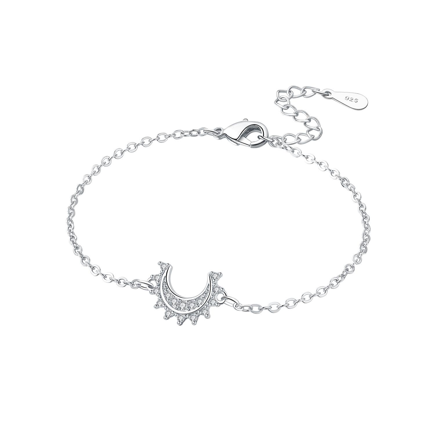 S925 Silver Sparkling Moon Bracelet Chain Link Women Bracelet Jewelry Party Trendy Anniversary Gifts
S925 Silver Sparkling Moon Bracelet Chain Link Women Bracelet Jewelry Party Trendy Anniversary Gifts