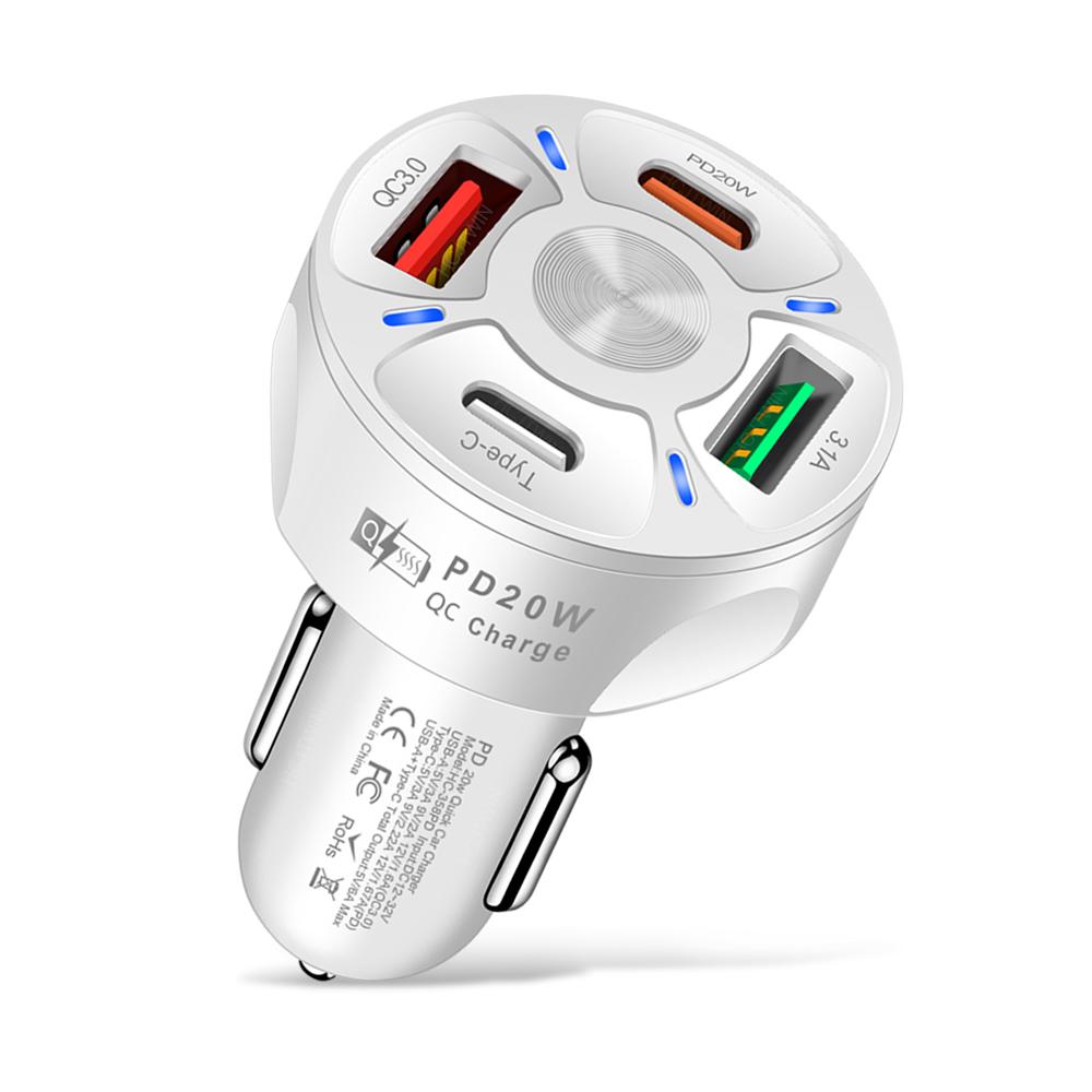 4 в 1 Dual USB Type-C PD20W Автомобильное зарядное устройство для мобильного телефона Автоматический адаптер для быстрой зарядки
4 в 1 Dual USB Type-C PD20W Автомобильное зарядное устройство для мобильного телефона Автоматический адаптер для быстрой зарядки
