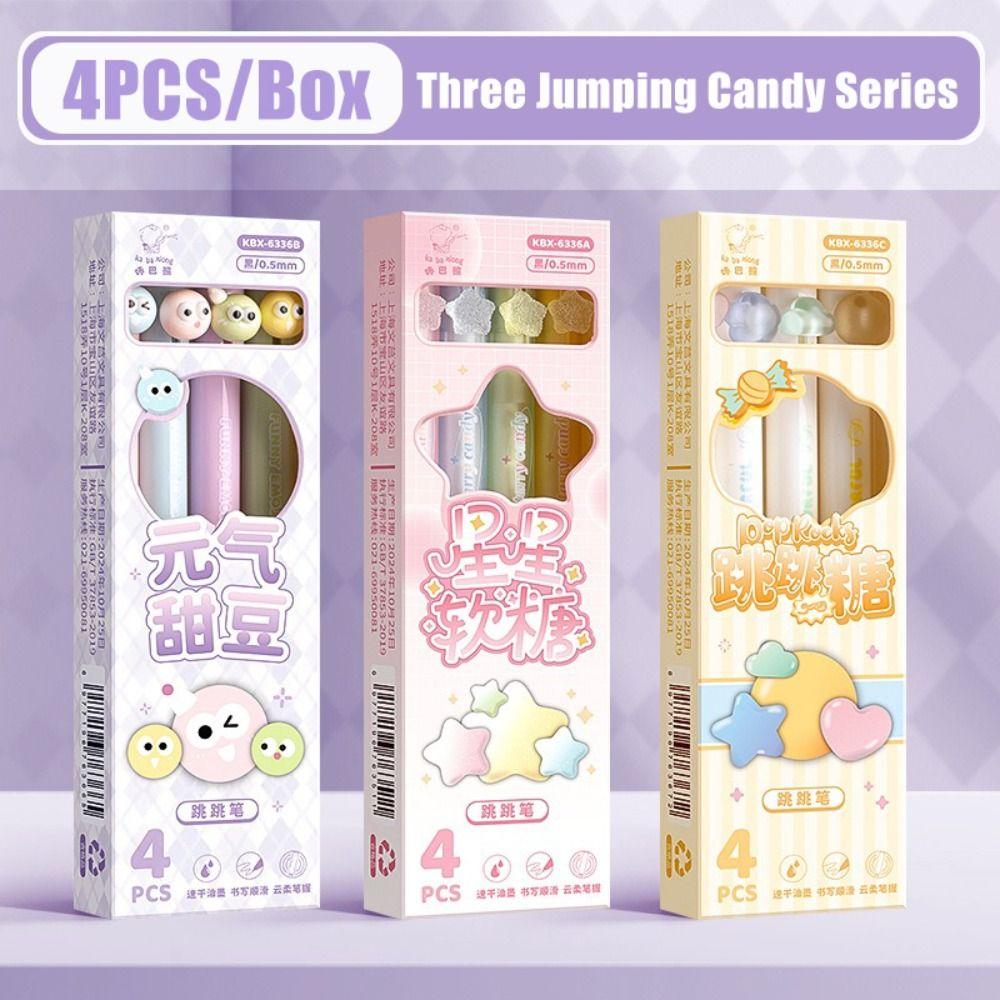 4PCS/Box Jumping Candy Series Neutral Pen 0.5mm Black Ink Writing Tool Ballpoint Pen Students Jumping Candy
4PCS/Box Jumping Candy Series Neutral Pen 0.5mm Black Ink Writing Tool Ballpoint Pen Students Jumping Candy