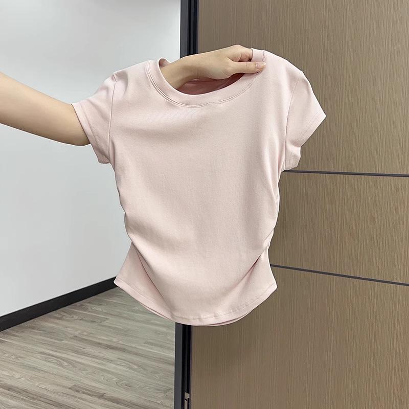 Женская белая приталенная футболка с короткими рукавами, прямыми плечами и сборкой на талии Large розовый
Женская белая приталенная футболка с короткими рукавами, прямыми плечами и сборкой на талии Large розовый