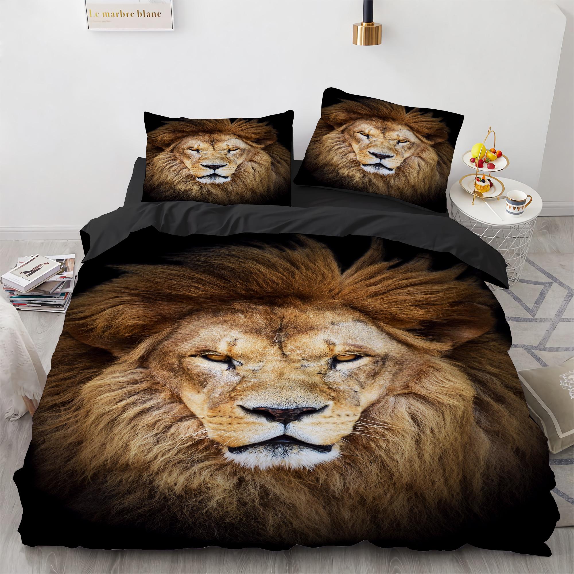3pcs Couple lion with crown pattern bedding set,1 duvet cover and 2 pillowcases,for couple and adult s bedroom, home decoration 135x200cm
3pcs Couple lion with crown pattern bedding set,1 duvet cover and 2 pillowcases,for couple and adult s bedroom, home decoration 135x200cm