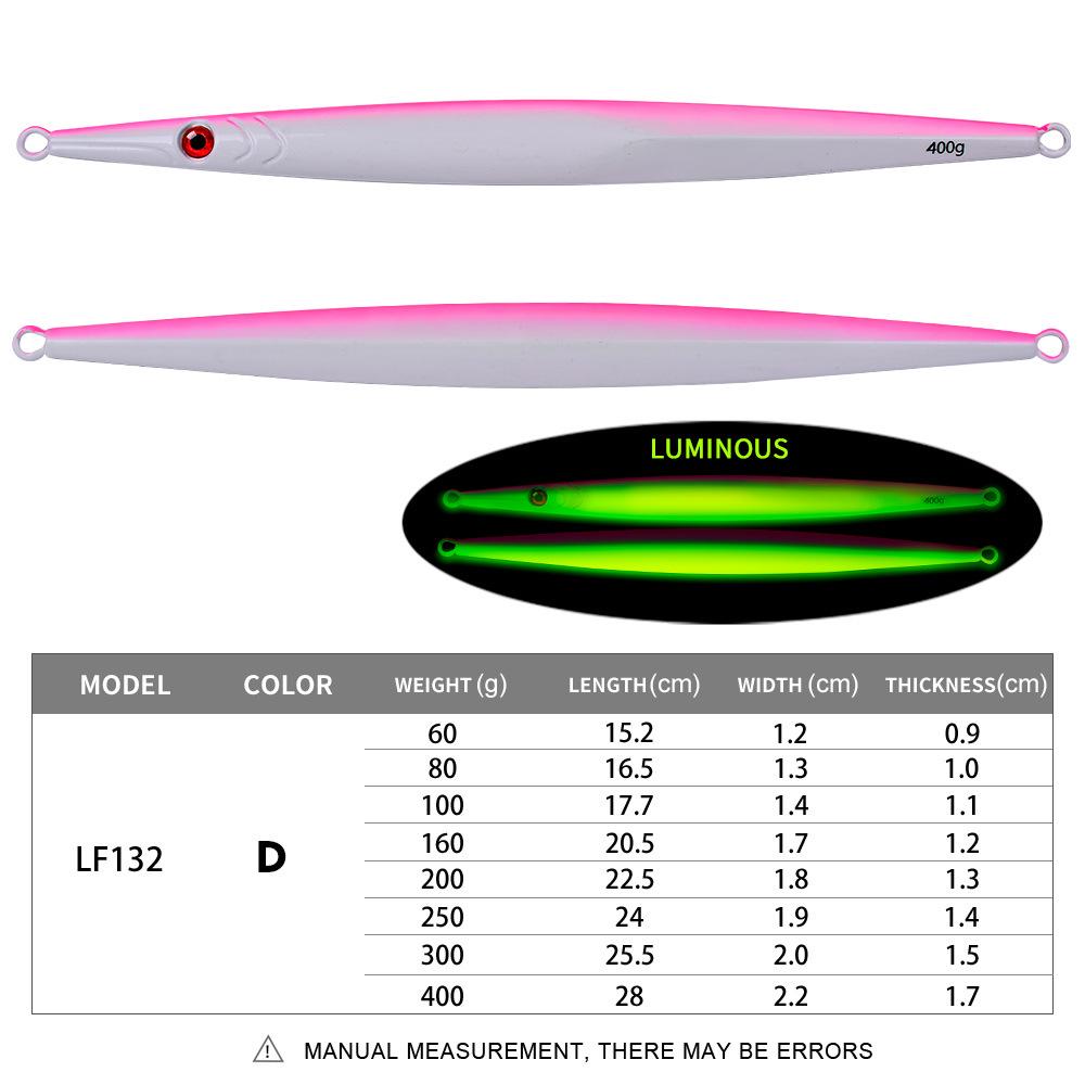 Luminous Iron Jig Sea Fishing Lure, Fast Twitch, Long Cast, Sinking Lead Fish, 60-400g, Slow Wobble 60g
Luminous Iron Jig Sea Fishing Lure, Fast Twitch, Long Cast, Sinking Lead Fish, 60-400g, Slow Wobble 60g