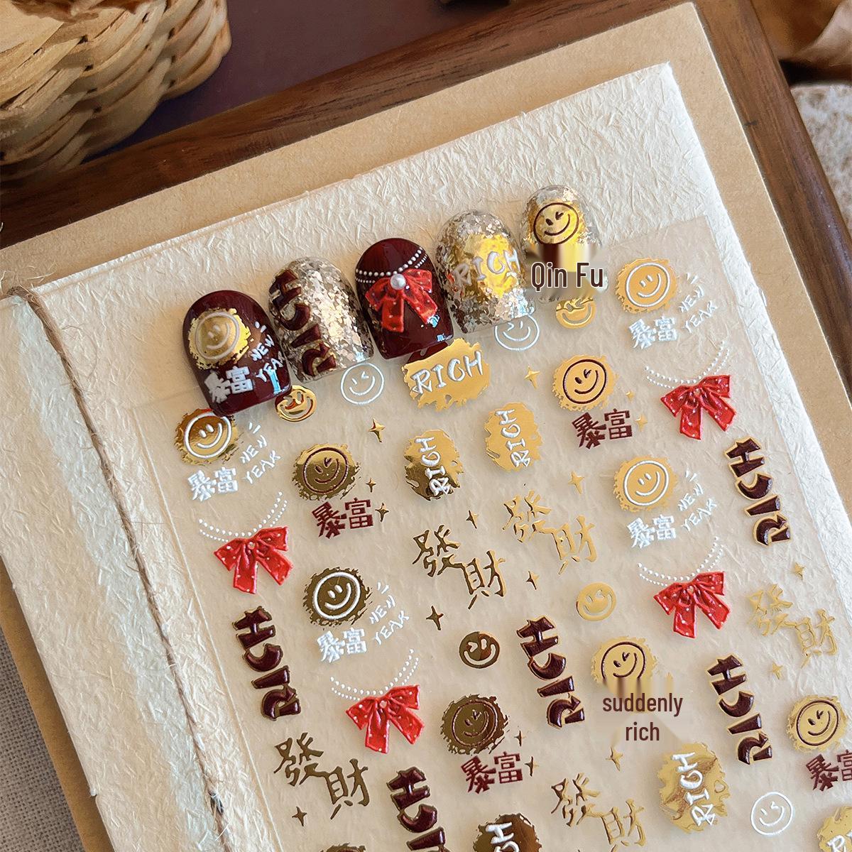 YITU Embossed Fortune & Smiley Nail Stickers with Adhesive Back - Bowknot Design (YT4690)
YITU Embossed Fortune & Smiley Nail Stickers with Adhesive Back - Bowknot Design (YT4690)