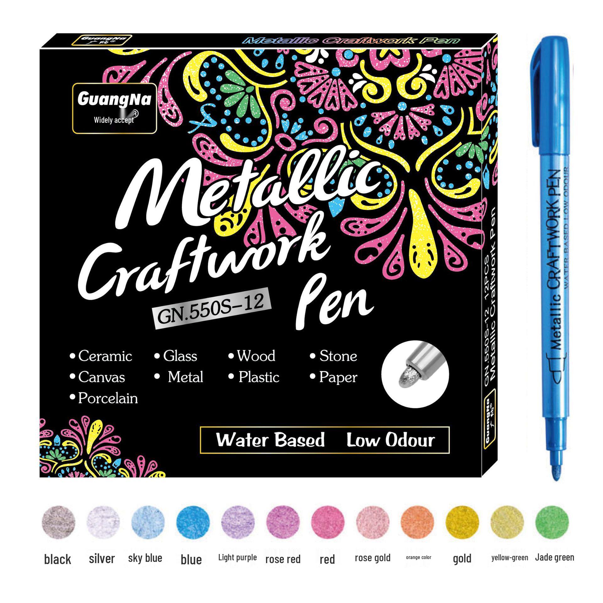 Vivid Metal Pens: Acrylic Ink Markers with Soft Nylon Tips for Glass and Ceramics, Waterproof (550B)
Vivid Metal Pens: Acrylic Ink Markers with Soft Nylon Tips for Glass and Ceramics, Waterproof (550B)