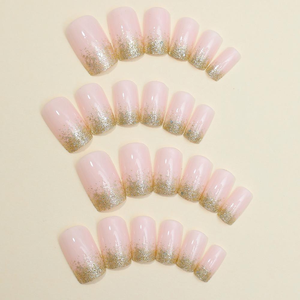Золотой блестящий порошок, французские накладные ногти, носимый маникюрный пресс на ногтях, накладные ногти для девочек 
Золотой блестящий порошок, французские накладные ногти, носимый маникюрный пресс на ногтях, накладные ногти для девочек