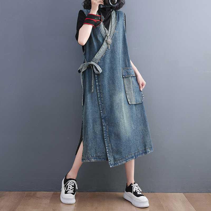 Oversized Summer Fashion Vintage Loose Sleeveless Denim Dress Korea New Ladies Casual Big Size Lace Up Blue Denim Vest S синій
Oversized Summer Fashion Vintage Loose Sleeveless Denim Dress Korea New Ladies Casual Big Size Lace Up Blue Denim Vest S синій