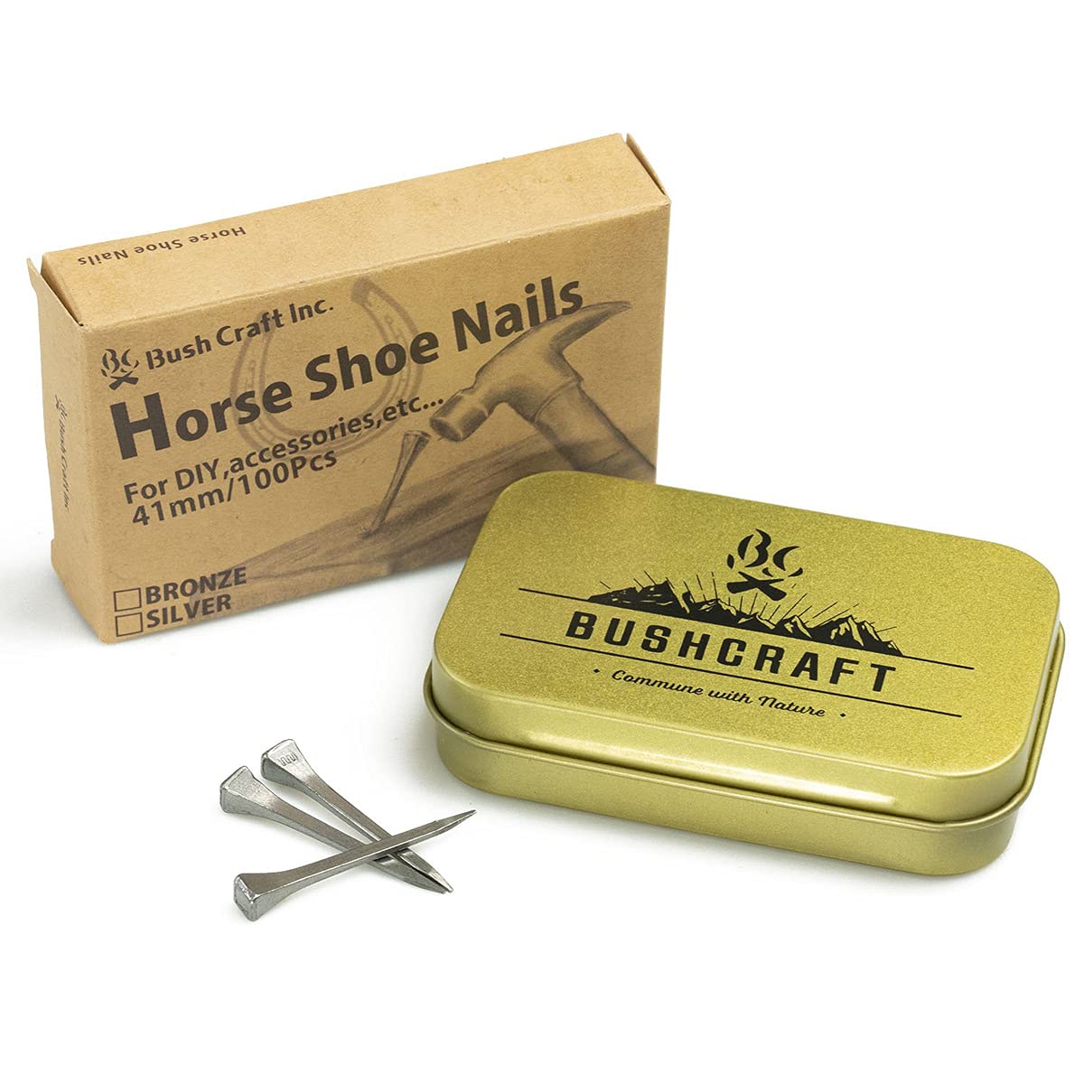 Bush Craft DIY Horseshoe Nails, 100-Pack, Silver
Bush Craft DIY Horseshoe Nails, 100-Pack, Silver