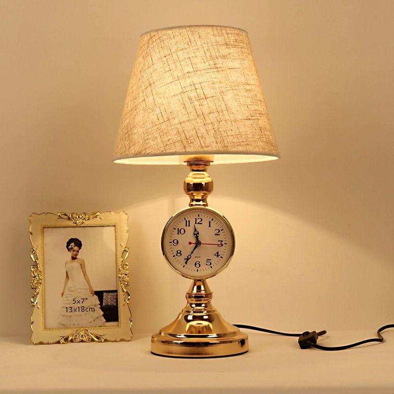 Простой Европейский Стиль с часами Настольная Лампа Спальня Прикроватная Гостиная Освещение Теплые Романтические Свадебные Идеи warm light