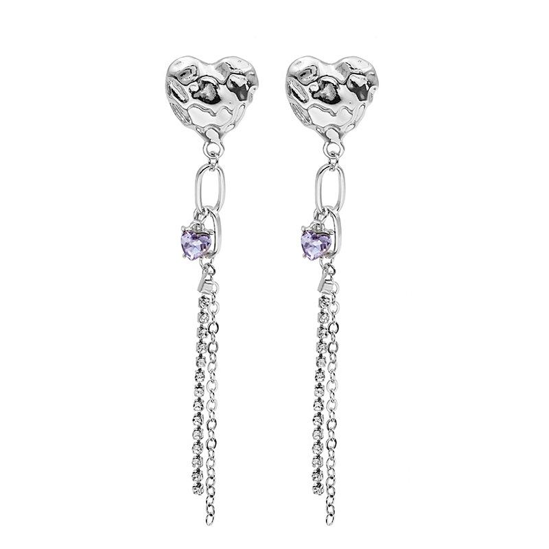 Round Face Showing Face Thin Fringed Love Purple Diamond Earrings Women S Chain Studs Earrings Niche Cold Wind Ear Jewelry
Round Face Showing Face Thin Fringed Love Purple Diamond Earrings Women S Chain Studs Earrings Niche Cold Wind Ear Jewelry